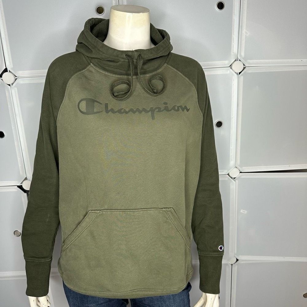 Champion Green Two Tone Hoodie Sweatshirt Size Medium